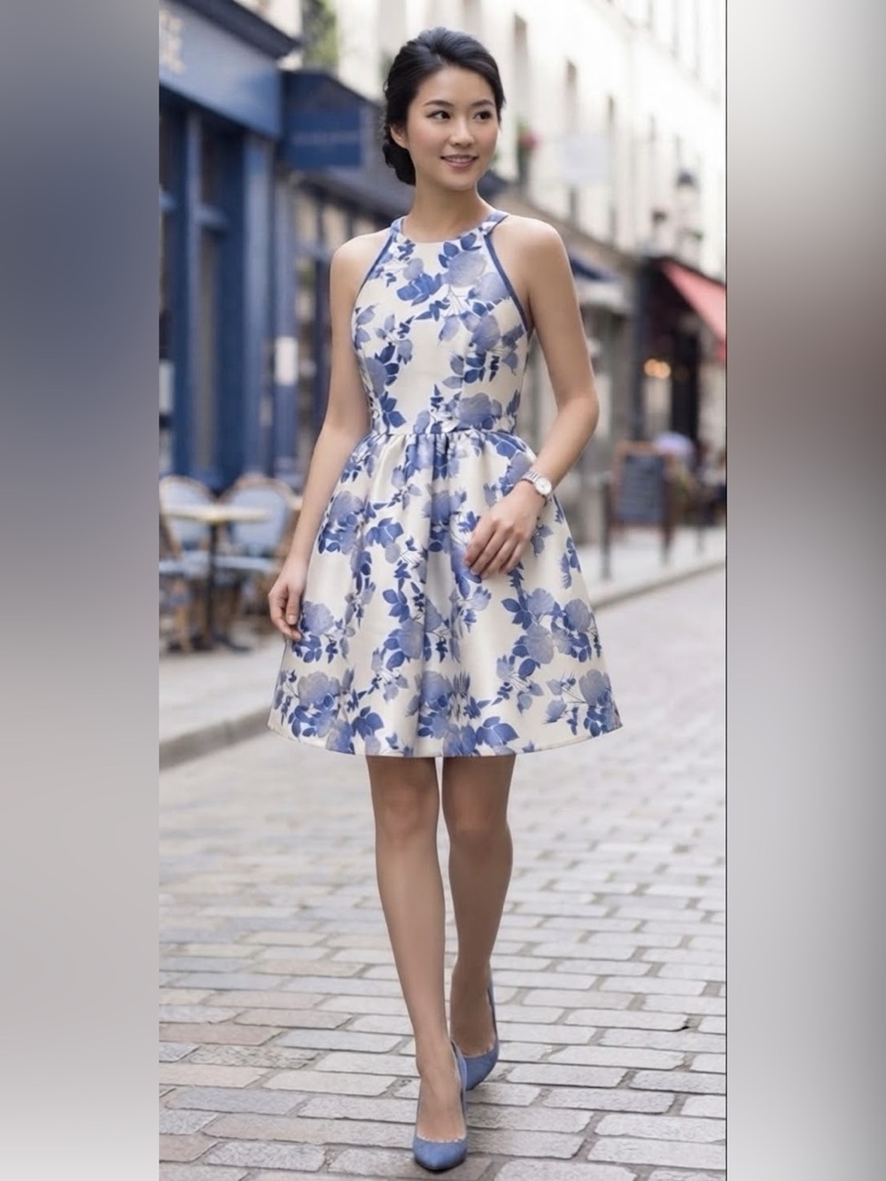 Neiman Marcus Floral and Satin-Like Dress, Wedding, Party, Formal
